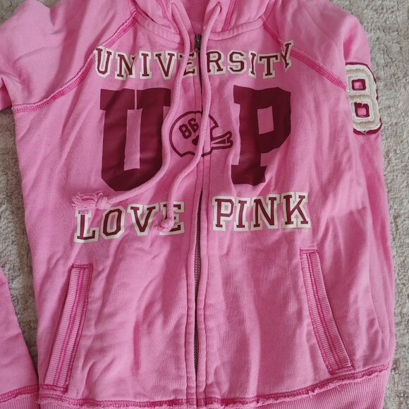 VINTAGE Y2K Pink by Victoria's Secret pink zip-up hoodie size Small - Picture 7 of 10